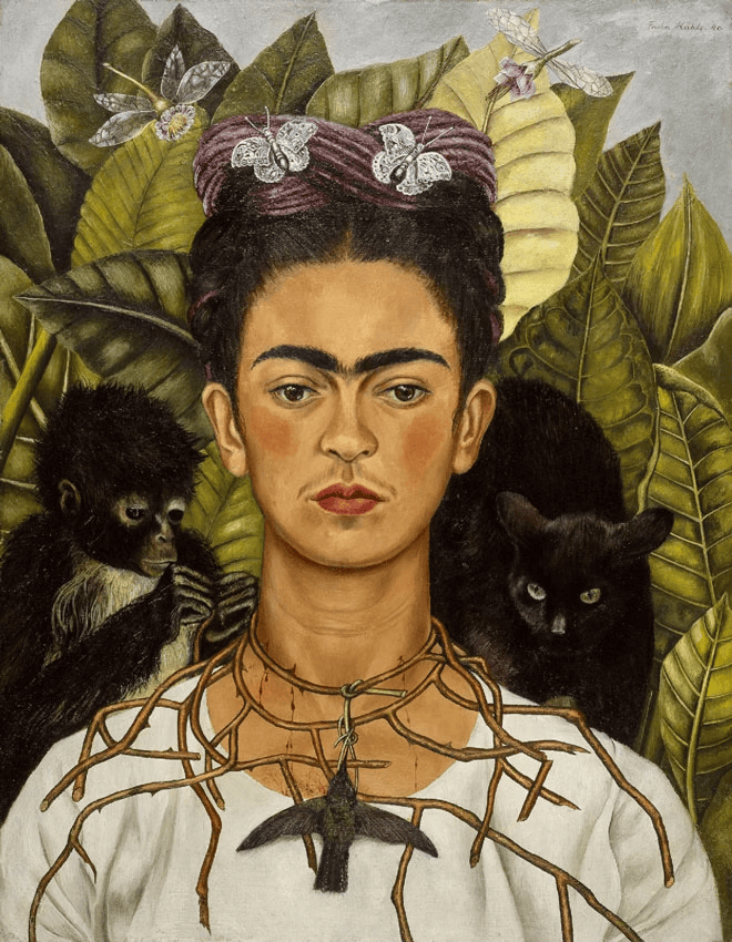 Auto-portrait au collier d’épines et au colibri … Frida KAHLO